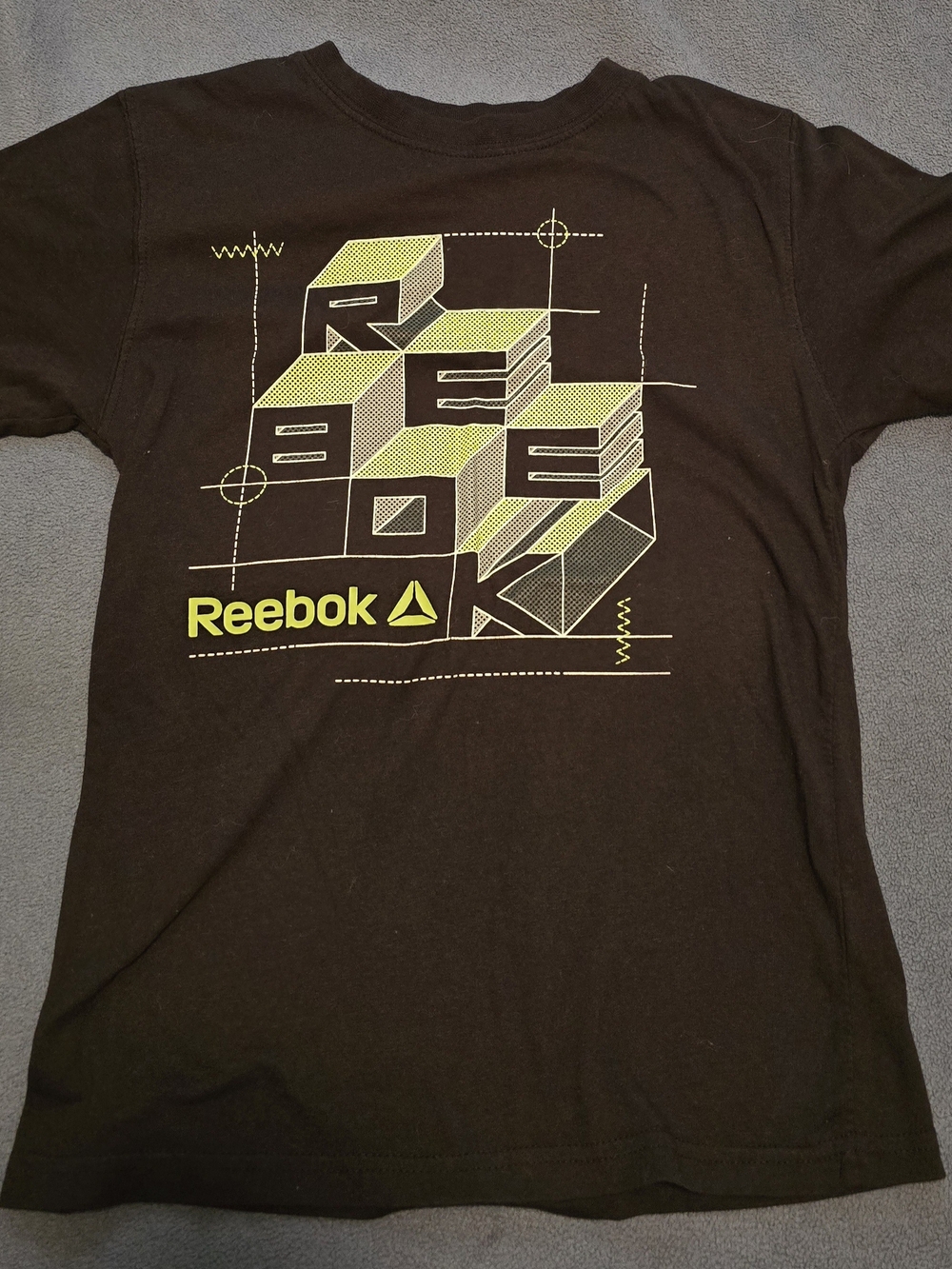 Reebok Black Tee with Neon Yellow Graphic